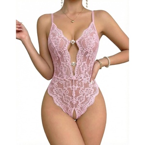 Avidlove Sexy Lingerie for Women Lace Teddy Lingerie One Piece Lingerie Bodysuit(Pink)