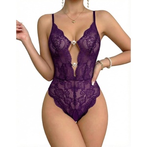 Avidlove Sexy Lingerie for Women Lace Teddy Lingerie One Piece Lingerie Bodysuit(Purple)
