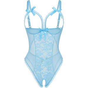 Avidlove Sexy Lingerie for Women One Piece Lace Babydoll Sleepwear Bodysuit(Blue)