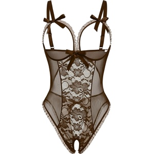 Avidlove Sexy Lingerie for Women One Piece Lace Babydoll Sleepwear Bodysuit(Brown)