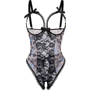 Avidlove Sexy Lingerie for Women One Piece Lace Babydoll Sleepwear Bodysuit(Butterfly Leopard)