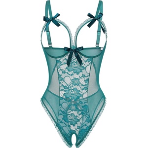 Avidlove Sexy Lingerie for Women One Piece Lace Babydoll Sleepwear Bodysuit(Cerulean)