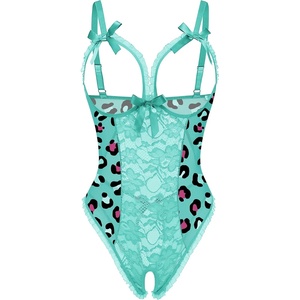 Avidlove Sexy Lingerie for Women One Piece Lace Babydoll Sleepwear Bodysuit(Green Leopard)