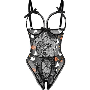 Avidlove Sexy Lingerie for Women One Piece Lace Babydoll Sleepwear Bodysuit(Halloween Ghost)