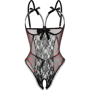 Avidlove Sexy Lingerie for Women One Piece Lace Babydoll Sleepwear Bodysuit(Heart)