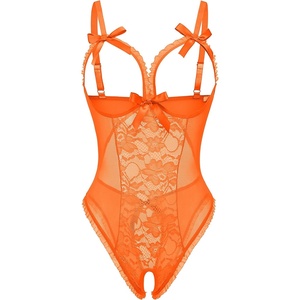 Avidlove Sexy Lingerie for Women One Piece Lace Babydoll Sleepwear Bodysuit(Orange)