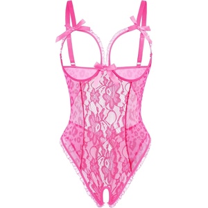 Avidlove Sexy Lingerie for Women One Piece Lace Babydoll Sleepwear Bodysuit(Pink Leopard)