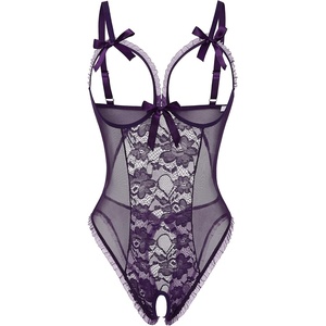Avidlove Sexy Lingerie for Women One Piece Lace Babydoll Sleepwear Bodysuit(Purple)