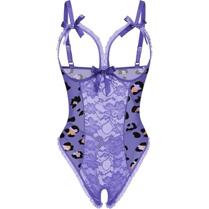 Avidlove Sexy Lingerie for Women One Piece Lace Babydoll Sleepwear Bodysuit(Purple Leopard)