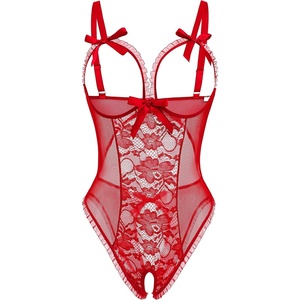 Avidlove Sexy Lingerie for Women One Piece Lace Babydoll Sleepwear Bodysuit(Red)