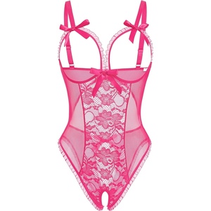 Avidlove Sexy Lingerie for Women One Piece Lace Babydoll Sleepwear Bodysuit(Rose Red)