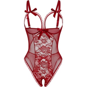 Avidlove Sexy Lingerie for Women One Piece Lace Babydoll Sleepwear Bodysuit(Wine Red)