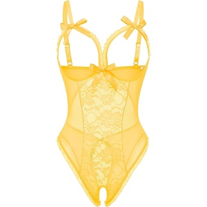 Avidlove Sexy Lingerie for Women One Piece Lace Babydoll Sleepwear Bodysuit(Yellow)