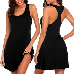 Avidlove Sleepwear for Women Tank Nightgown Chemise Racerback Sleeveless Sleep Dress(A-black)