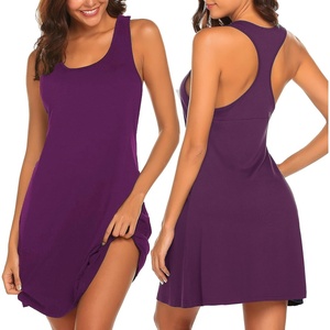 Avidlove Sleepwear for Women Tank Nightgown Chemise Racerback Sleeveless Sleep Dress(Purple Red)