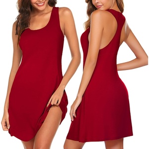 Avidlove Sleepwear for Women Tank Nightgown Chemise Racerback Sleeveless Sleep Dress(Wine Red)