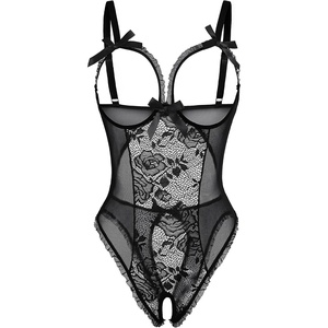 Avidlove Women One Piece Lingerie Sexy Lace Babydoll Mini Bodysuit(A-black)
