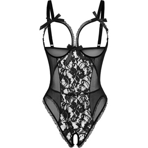 Avidlove Women One Piece Lingerie Sexy Lace Babydoll Mini Bodysuit(Black-2)