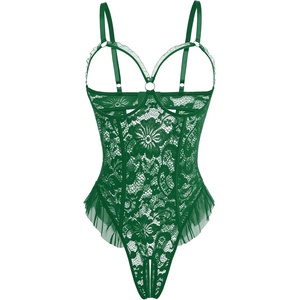Avidlove Women One Piece Lingerie Sexy Lace Babydoll Mini Bodysuit(Lake Green#)