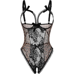 Avidlove Women One Piece Lingerie Sexy Lace Babydoll Mini Bodysuit(Leopard)