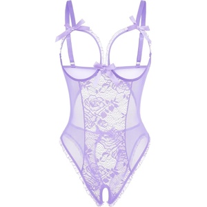 Avidlove Women One Piece Lingerie Sexy Lace Babydoll Mini Bodysuit(Lilac)