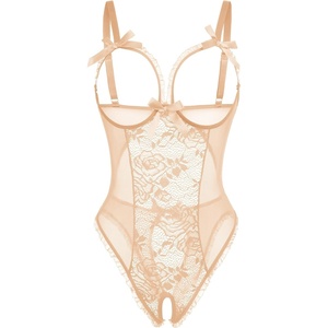 Avidlove Women One Piece Lingerie Sexy Lace Babydoll Mini Bodysuit(Nude)