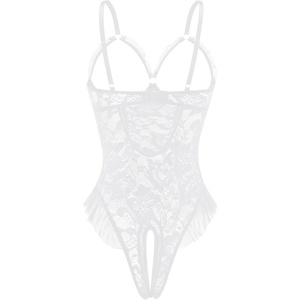 Avidlove Women One Piece Lingerie Sexy Lace Babydoll Mini Bodysuit(Pure White)