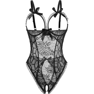 Avidlove Women One Piece Lingerie Sexy Lace Babydoll Mini Bodysuit(Square Pattern)