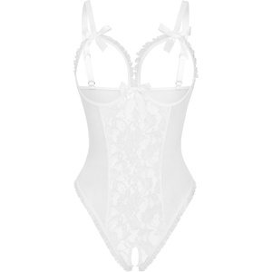 Avidlove Women One Piece Lingerie Sexy Lace Babydoll Mini Bodysuit(White-2)