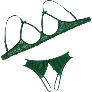 Avidlove Women’s Exotic Lingerie Sets Naughty 2 Pieces Bra Panty Set Sexy Cutout Lace Lingerie(Bright Green)
