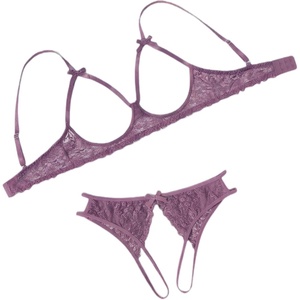 Avidlove Women’s Exotic Lingerie Sets Naughty 2 Pieces Bra Panty Set Sexy Cutout Lace Lingerie(Dark Purple Red)