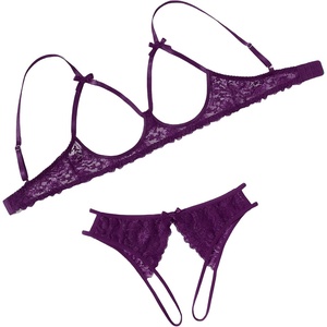 Avidlove Women’s Exotic Lingerie Sets Naughty 2 Pieces Bra Panty Set Sexy Cutout Lace Lingerie(Deep Purple)