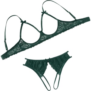 Avidlove Women’s Exotic Lingerie Sets Naughty 2 Pieces Bra Panty Set Sexy Cutout Lace Lingerie(Green)