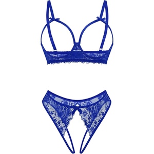 Avidlove Women’s Exotic Lingerie Sets Naughty 2 Pieces Bra Panty Set Sexy Cutout Lace Lingerie(Sky Blue)