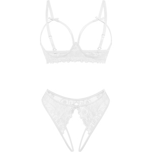 Avidlove Women’s Exotic Lingerie Sets Naughty 2 Pieces Bra Panty Set Sexy Cutout Lace Lingerie(White)
