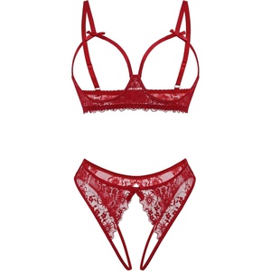 Avidlove Women’s Exotic Lingerie Sets Naughty 2 Pieces Bra Panty Set Sexy Cutout Lace Lingerie(Wine Red)