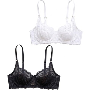 Avidlove Women’s Lace Underwire Bra Sexy Mesh Balconette Unlined Everyday Bra Lingerie(Black&white)
