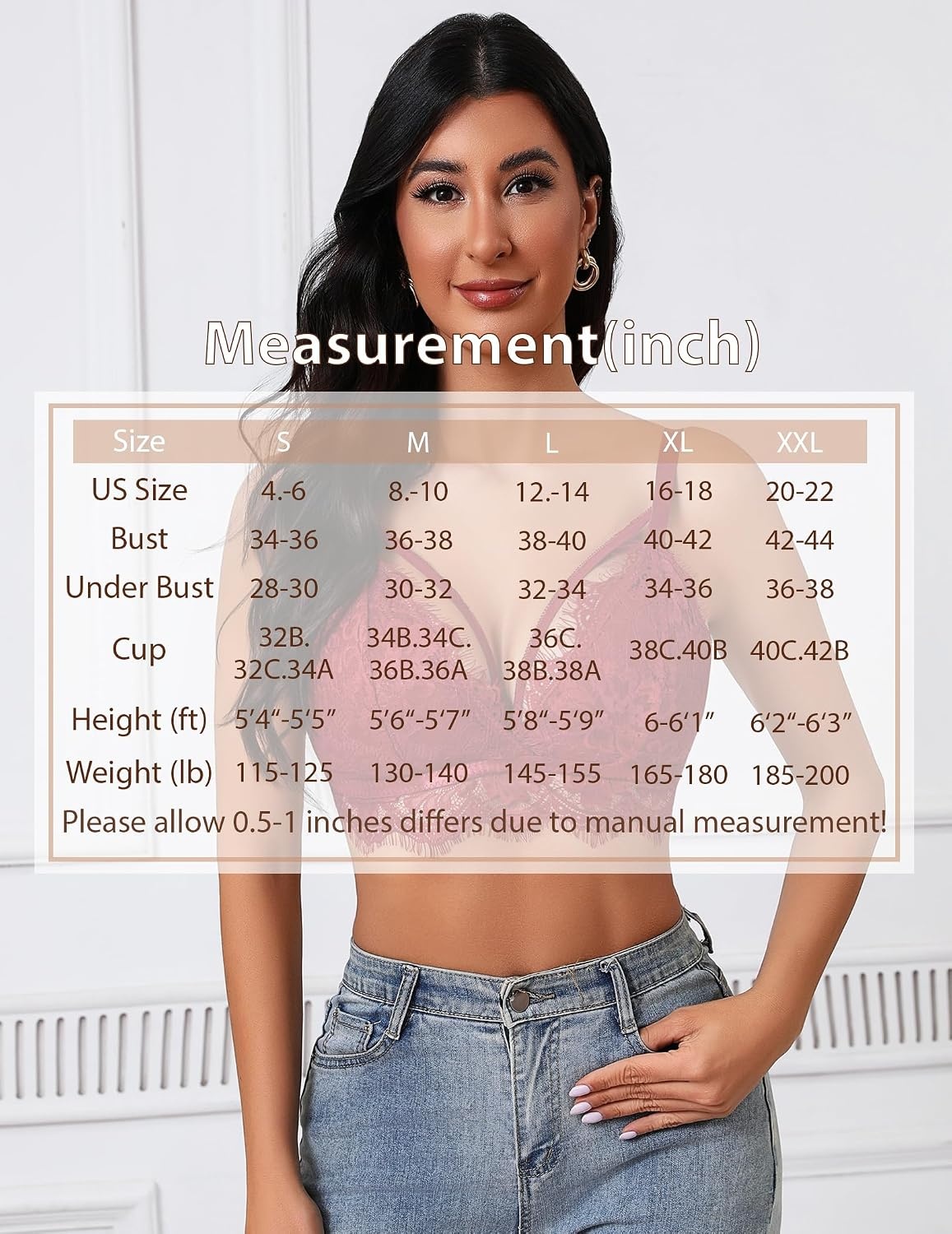 image:imageAvidlove Lace Bralette Sexy Lingerie Bra for Women Y2K Cami Crop Top V Neck Spaghetti Strap Tank TopWine Red