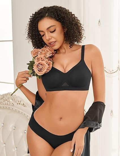 image:imageAvidlove Seamless Bras for Women Tshirt Bralettes Everyday Bra SXXL V Neck Wirefree Padded Comfort Everyday Bra No UnderwireBlack