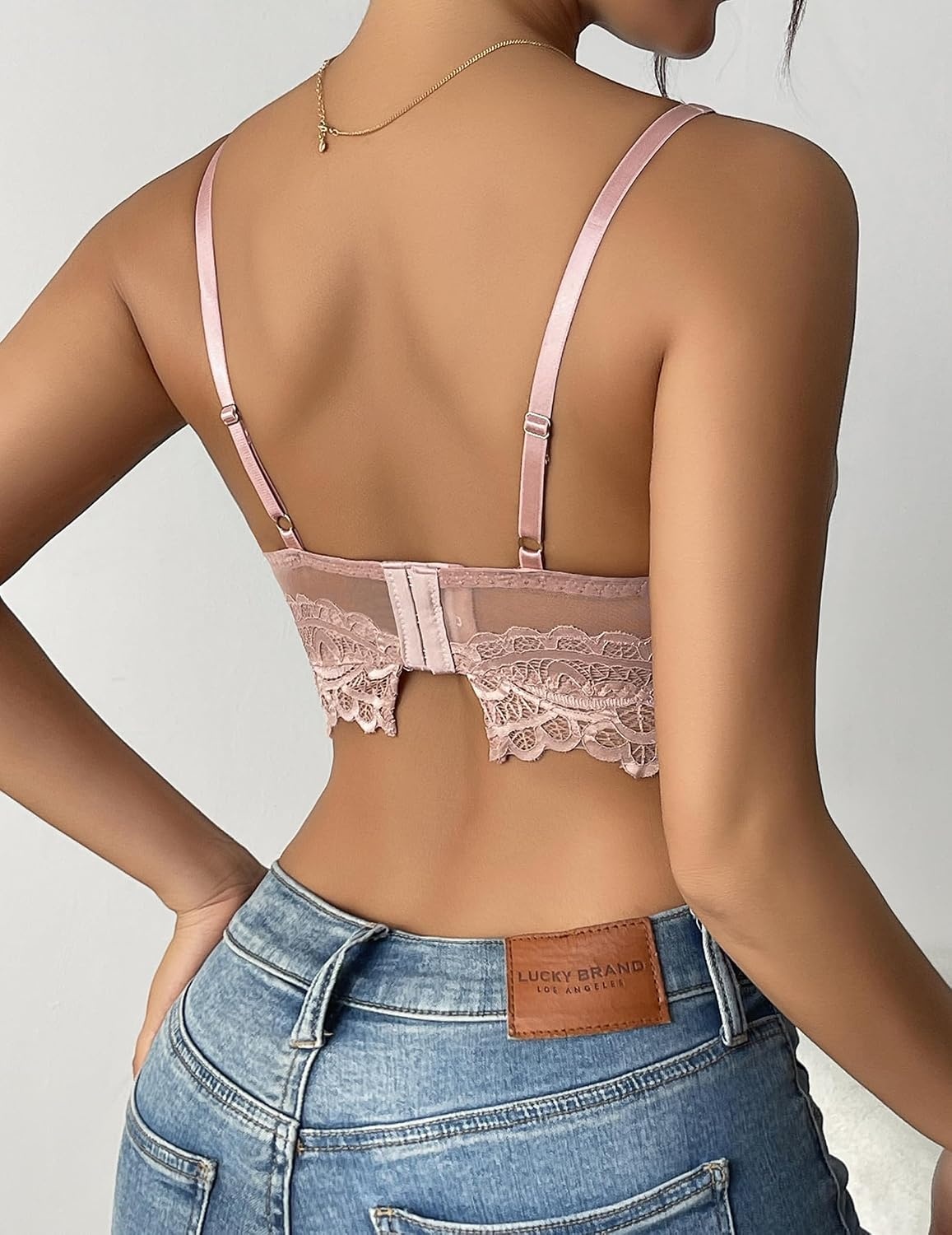image:imageAvidlove TShirt Bralette for Women Mesh Floral Lace Full Coverage BrasCoupled Pink1