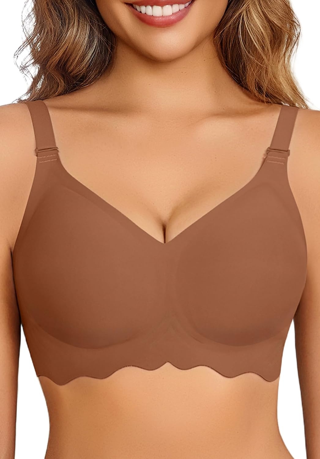 image:imageAvidlove Wireless Bras for Women Seamless Bralette Full Coverage Bra V Neck Tshirt BrassiereCoffee
