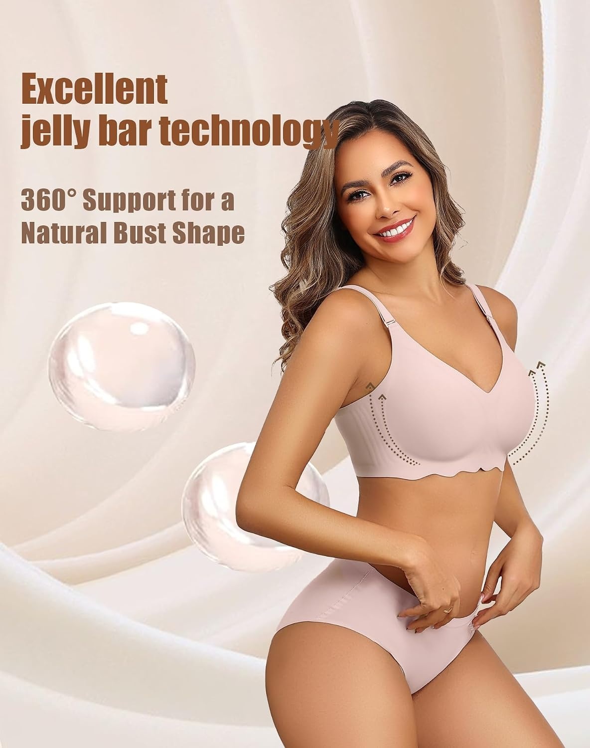 image:imageAvidlove Wireless Bras for Women Seamless Bralette Full Coverage Bra V Neck Tshirt BrassiereDusty Rose