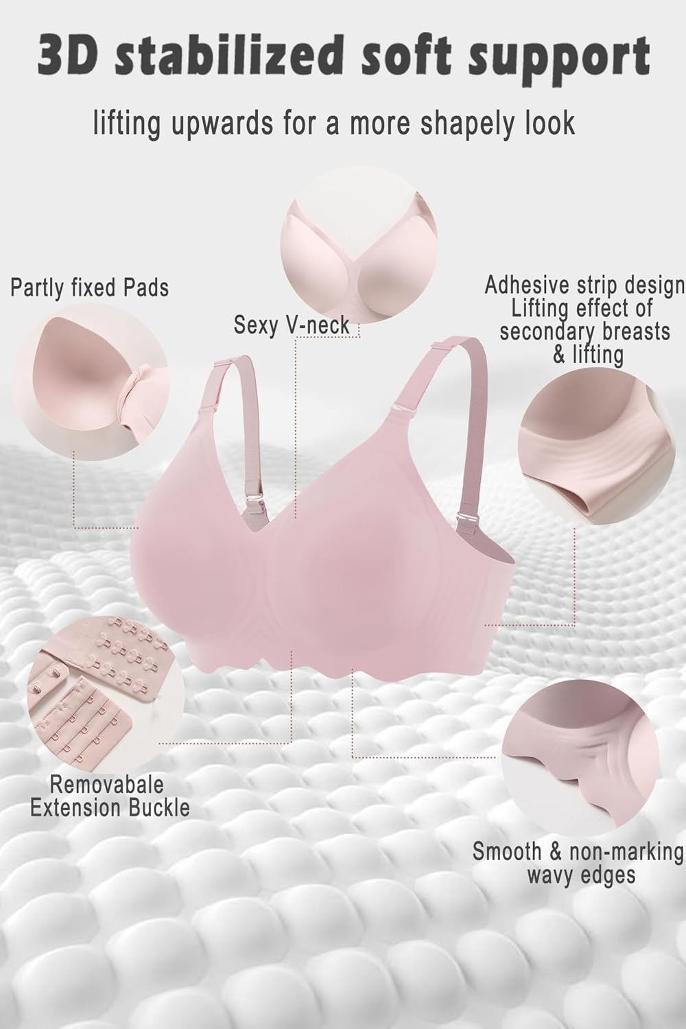 image:imageAvidlove Wireless Bras for Women Seamless Bralette Full Coverage Bra V Neck Tshirt BrassiereDusty Rose