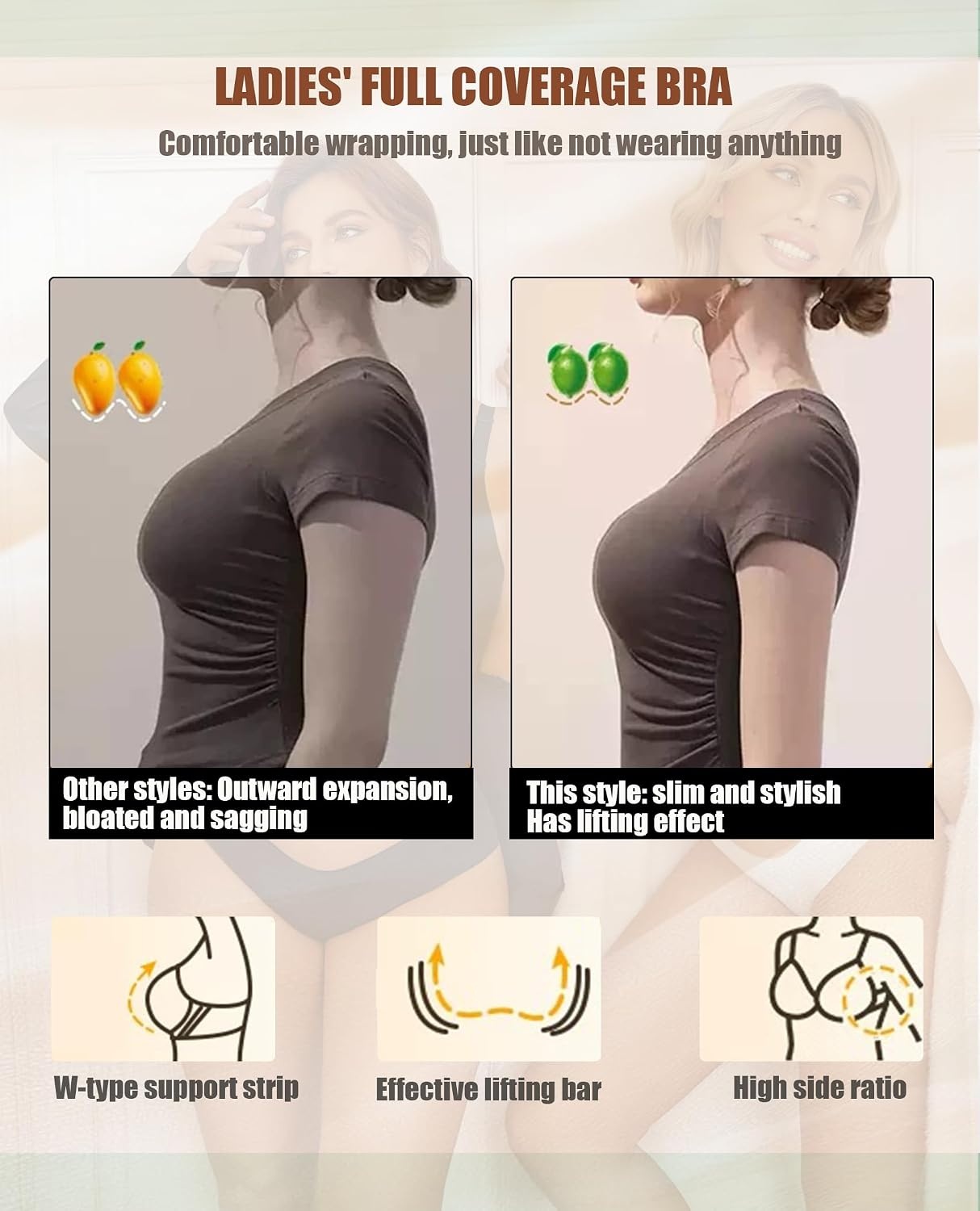 image:imageAvidlove Wireless Bras for Women Seamless Bralette Full Coverage Bra V Neck Tshirt BrassiereGrey