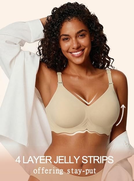 image:imageAvidlove Wireless Bras for Women Seamless Bralette Full Coverage Bra V Neck Tshirt BrassiereWheat