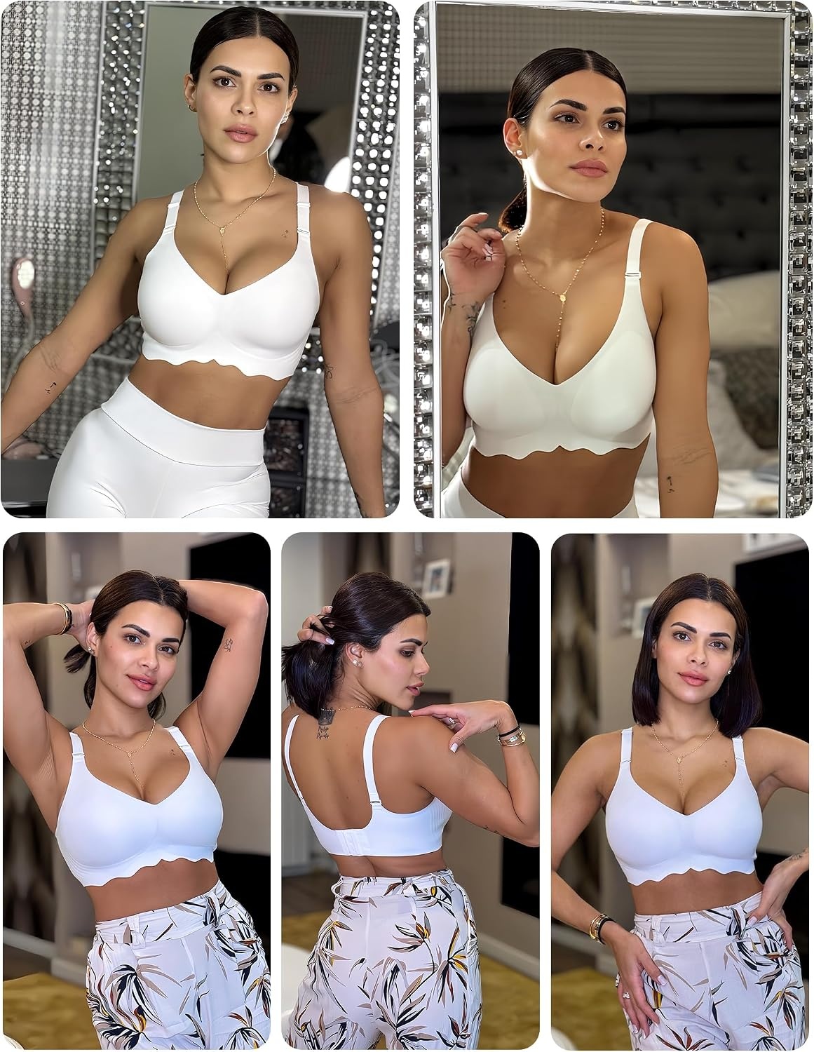 image:imageAvidlove Wireless Bras for Women Seamless Bralette Full Coverage Bra V Neck Tshirt BrassiereWhite