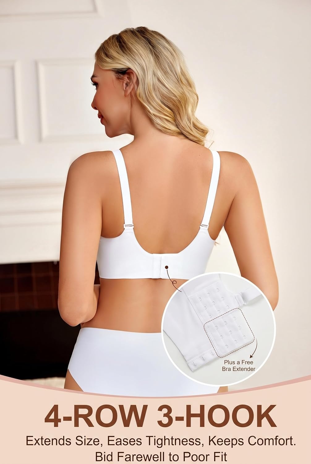 image:imageAvidlove Wireless Bras for Women Seamless Bralette Full Coverage Bra V Neck Tshirt BrassiereWhite