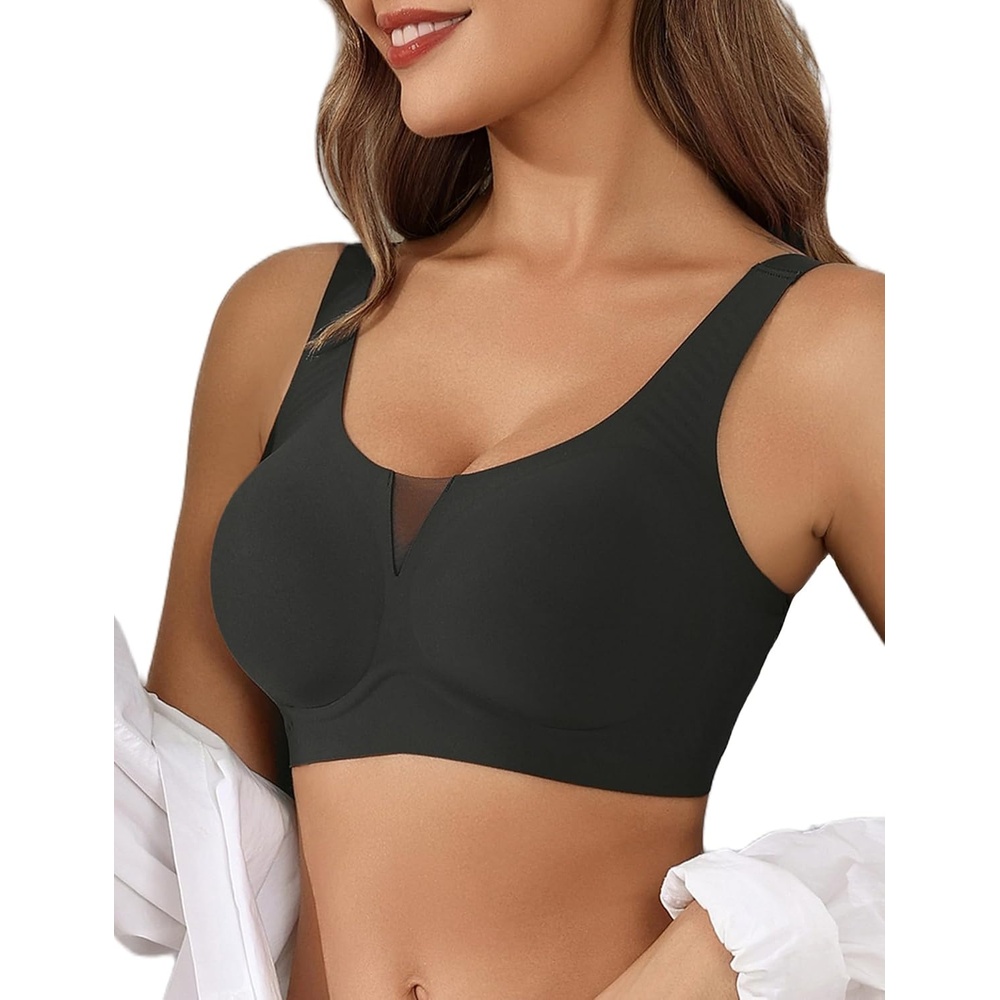 image:imageAvidlove Bras for Women No Underwire Seamless Bra Deep V Full Coverage TShirt Bralette Comfort Everyday BraBlack