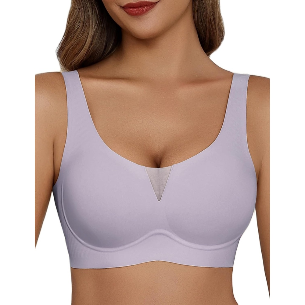 image:imageAvidlove Bras for Women No Underwire Seamless Bra Deep V Full Coverage TShirt Bralette Comfort Everyday BraLavender