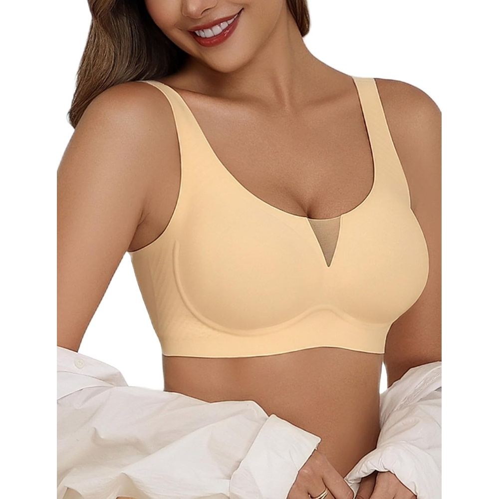 image:imageAvidlove Bras for Women No Underwire Seamless Bra Deep V Full Coverage TShirt Bralette Comfort Everyday BraNude